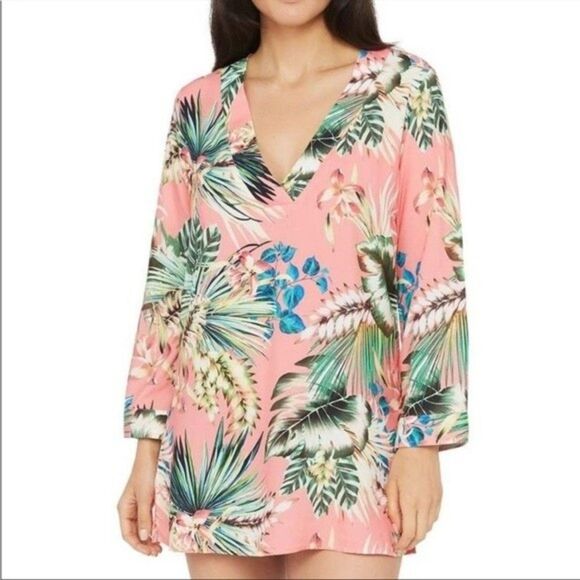 La Blanca Other - La Blanca Pink Palm Tree Coverup Swimsuit Dress Womens Size Small